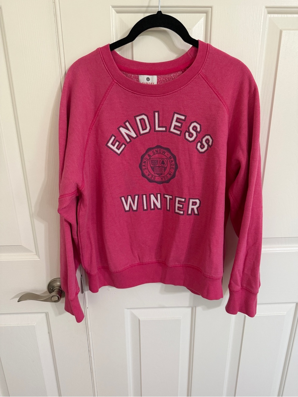 Sundry XL 4 Cerise Pink Endless Winter Graphic Crewneck Sweatshirt Made USA